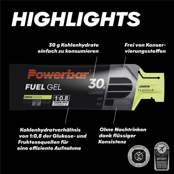Powerbar Fuel Gel 30, Powerbar Energy Gel, Powerbar Fuel Gel Lemon, Powerbar Gel 30 Lemon,
Powerbar Fuel Gel 12er-Pack,
Energy Gel für Sportler,
Sport-Gel für Ausdauersport,
Kohlenhydrat-Gel Sport,
Power Gel für Triathlon,
Powerbar Triathlon Gel, Powergel