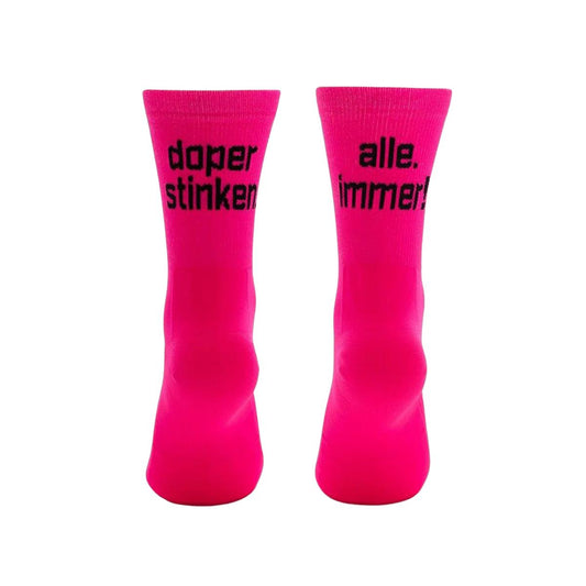 doper stinken. alle. immer! Rad- und Laufsocke neonpink