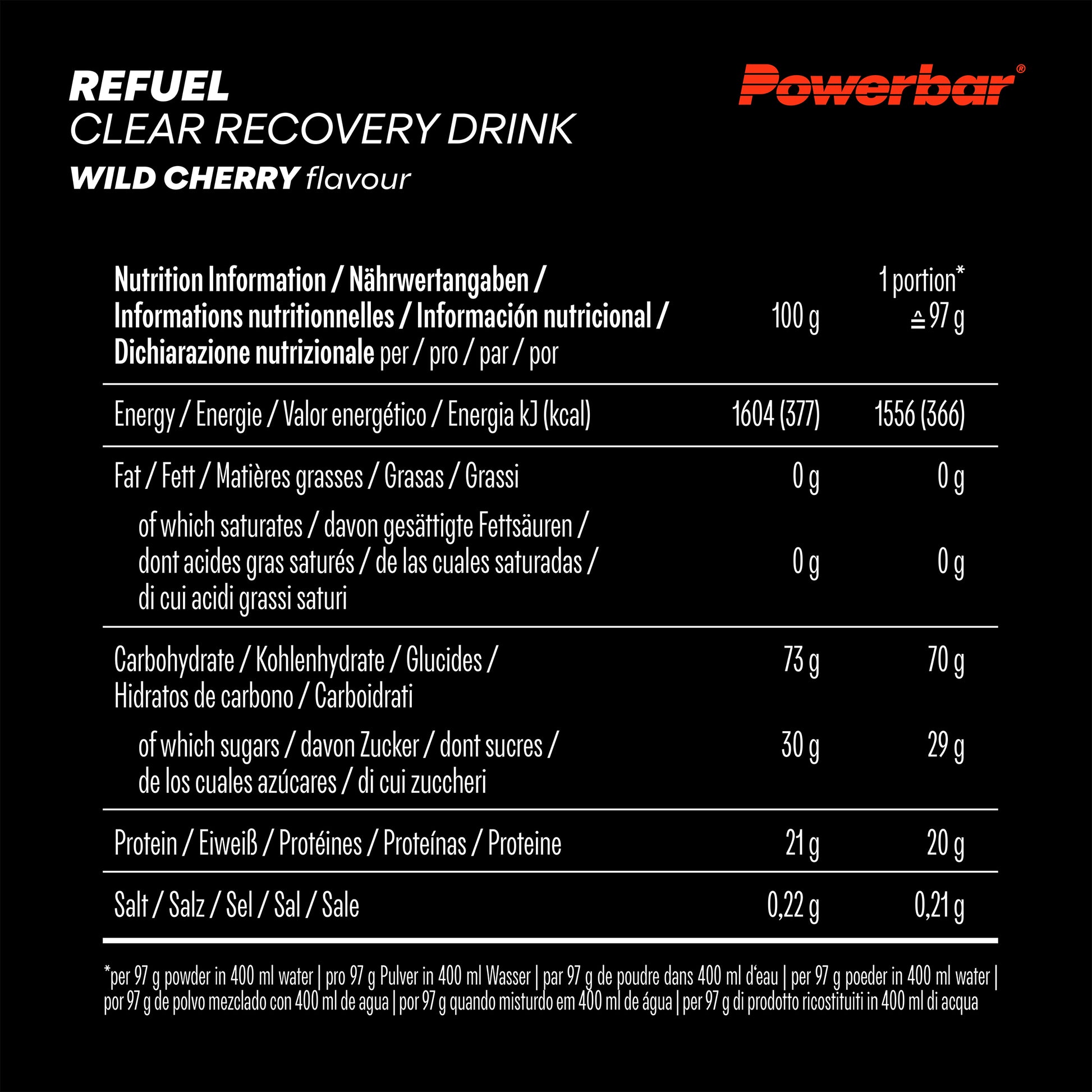 Powerbar Refuel Clear Recovery Drink Wild Cherry 10er Pack Nutriscore