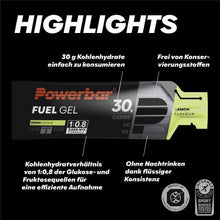 Laden Sie das Bild in den Galerie-Viewer, Powerbar Fuel Gel 30, Powerbar Energy Gel, Powerbar Fuel Gel Lemon, Powerbar Gel 30 Lemon, 
Powerbar Fuel Gel 12er-Pack, 
Energy Gel für Sportler, 
Sport-Gel für Ausdauersport, 
Kohlenhydrat-Gel Sport, 
Power Gel für Triathlon, 
Powerbar Triathlon Gel, Powergel