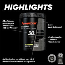 Load image into Gallery viewer, Powerbar Iso Fuel 30, 
Powerbar Isotonic Sports Drink, 
Powerbar Black Line Iso Fuel, 
Powerbar Iso Fuel Lemon, 
Isotonisches Sportgetränk Zitrone, 
Powerbar Iso Fuel 608g, 
Powerbar Iso Fuel Getränkepulver, 
Powerbar Iso Fuel Isotonic Drink, 