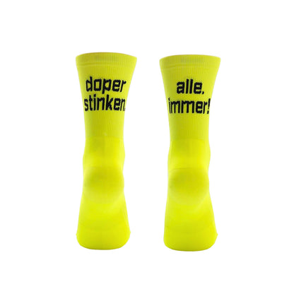 doper stinken. alle. immer! Rad- und Laufsocke neongelb